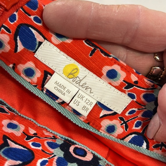 Boden Coral Pop Floral Pencil Skirt Size 8Long - Picture 8 of 8